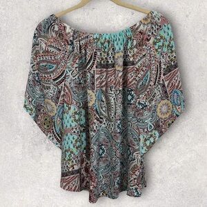 Spense Bohemian Flare‎ Sleeve Off Shoulder Hippie Chic Blouse Womens Size 1X Top